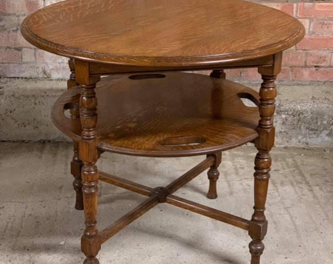 Early 20th Century Mahogany Double Tier Circular Serving Table