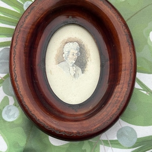Georgian 1816 Miniature Portrait Of S Gentleman In An Ornate Oval Wooden Frame