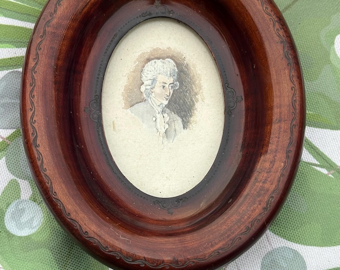 Georgian 1816 Miniature Portrait Of S Gentleman In An Ornate Oval Wooden Frame