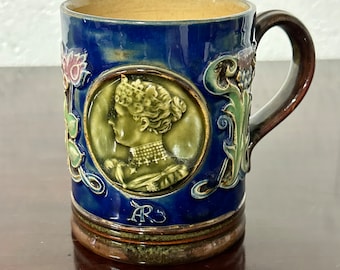 1902 Royal Doulton Lambeth King Edward VII Coronation Mug