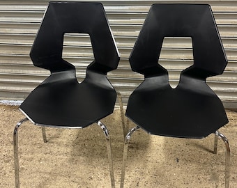Pair Of Italian Designer Gaber Prodige Black Stacking Chairs