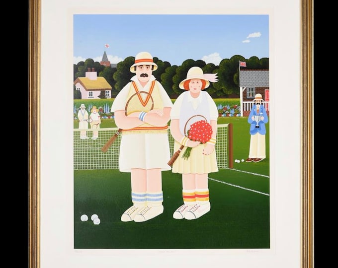 Fabulous Large Framed & Glazed Artist Proof Print Mixed Doubles Peter Heard - Limited Edition Artist Propf 5/60