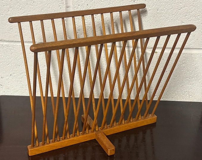 Vintage Mid-Century Wooden Magazine Rack - Danish Style