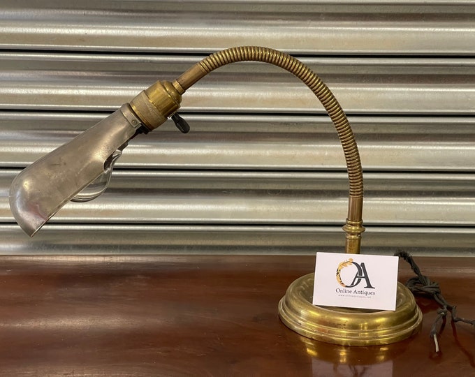 Antique Early 1900’s Vintage Brass Goose Neck Desk Lamp