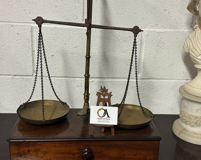Lovely Set Of Early Victorian De Grave Short & Fanner Balance Beam Brass Scales