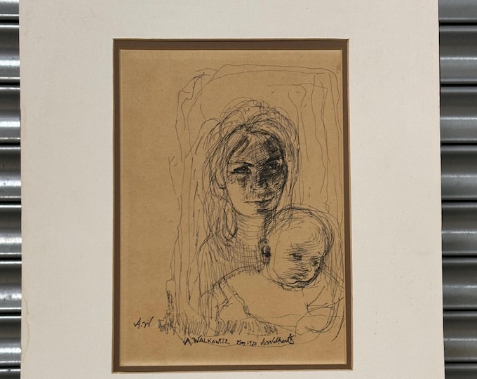 Lovely Original Pen & Ink Drawing Of Mother And Child Abraham Walkowitz May 1920