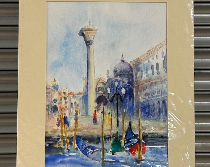 Beautiful Vibrant Watercolour Study Of The Waterfront Venice By Zafar Rizvi