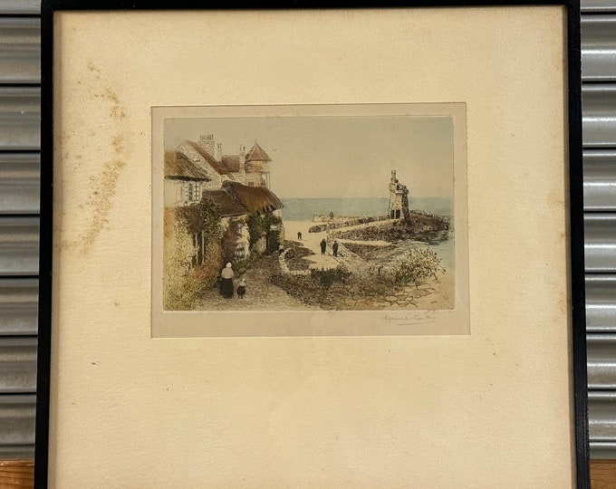 Lynmouth Harbour Devon, Original Etching by Reginald Barker - Limited Edition of 150