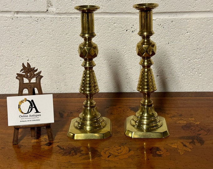 Pair Of Antique Victorian Brass Candlesticks