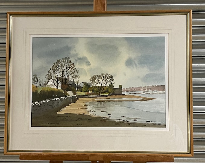 Beautiful Original Watercolour Of An Estuary Signed Radway P Budgen 94