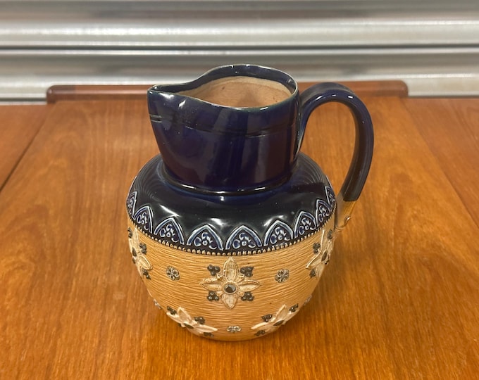 Lovely Antique Royal Doulton Glazed Stoneware Jug With Flower Motifs c1900