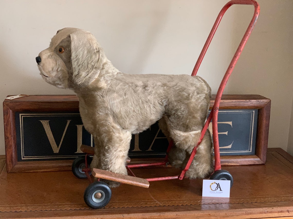 Vintage Pedigree Soft Toys Ltd Push Along Toy Dog Looking Etsy