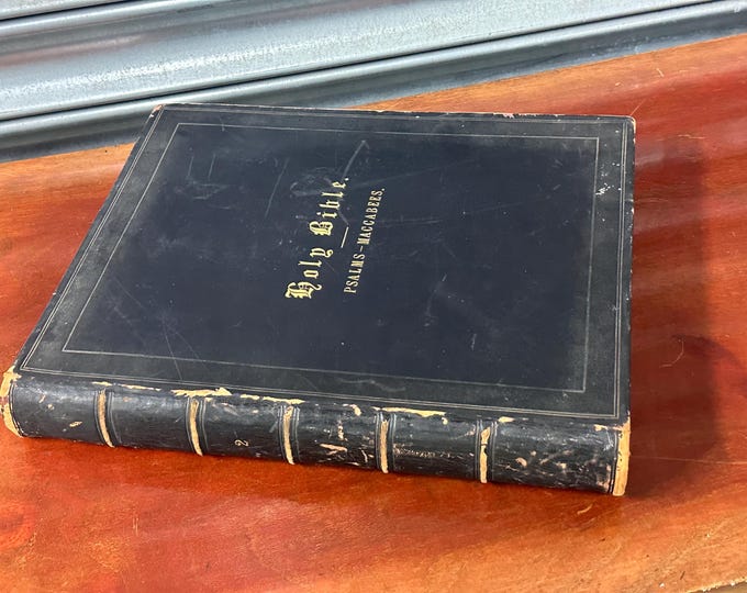 Antique Holy Bible Psalms & Maccabees Leather Bound Victorian Religious Book circa 1850