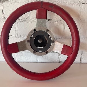 Vintage Astrali 1978Red Leather Car Steering Wheel 985548