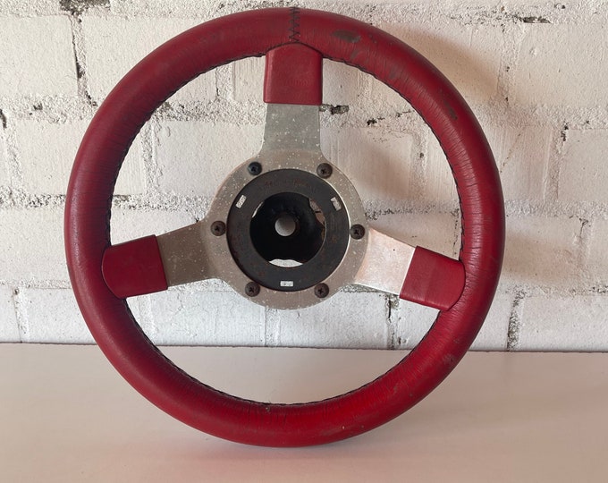 Vintage Astrali 1978Red Leather Car Steering Wheel 985548