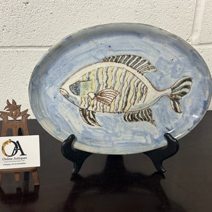 Vintage Gorgeous Geoffrey Small Potter, Oval Fish Designed Pottery Plate