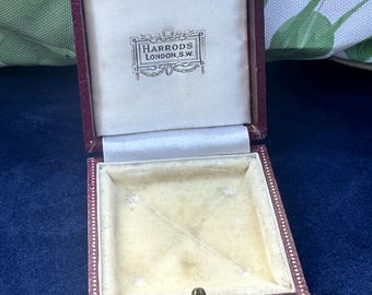 Antique c1920’s Leather Gilded Harrods London Jewellery Presentation Box