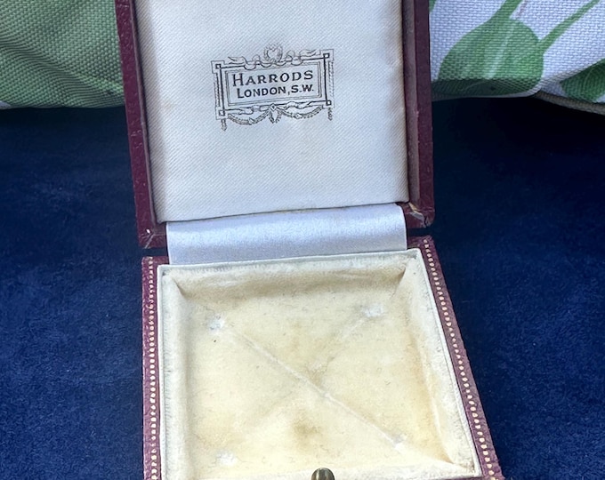 Antique c1920’s Leather Gilded Harrods London Jewellery Presentation Box