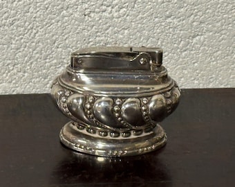 1950s Vintage RONSON CROWN Cigarette Table Lighter Silver Plated Mid Century