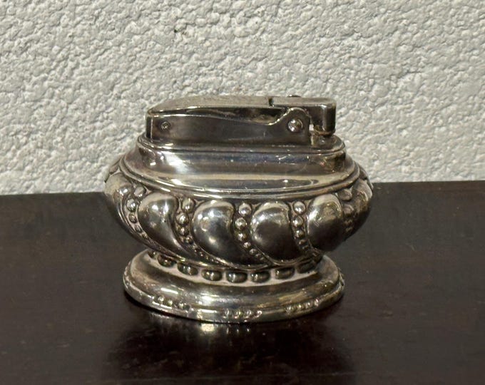 1950s Vintage RONSON CROWN Cigarette Table Lighter Silver Plated Mid Century