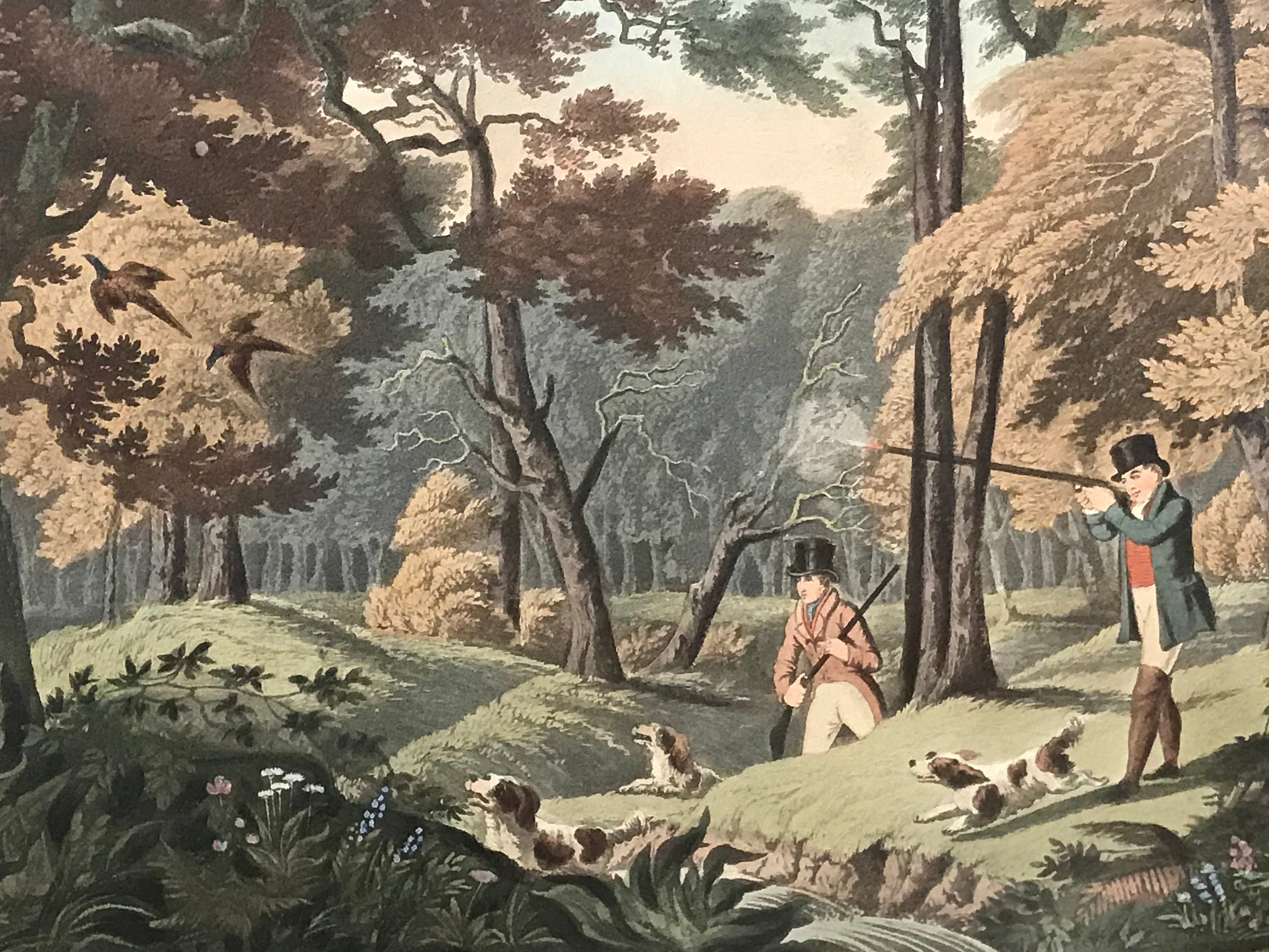 Pheasant Shooting, Black Park Near Uxbridge, Framed Hand Coloured