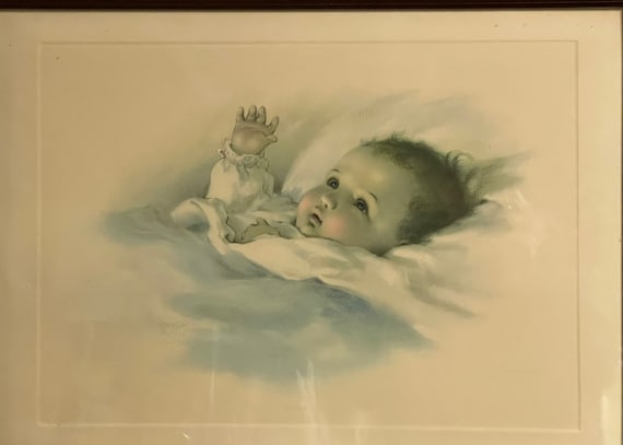 絵画 BABY BABY Bessie Pease Gutmann Original Print Awakening Vintage Art