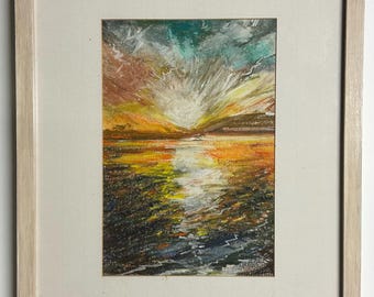 Gorgeous Original Pastel Study Titled Sea Of Galilee Sunset