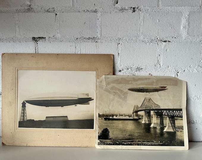 Two Large Black and White Photographs of the R100 Airship.