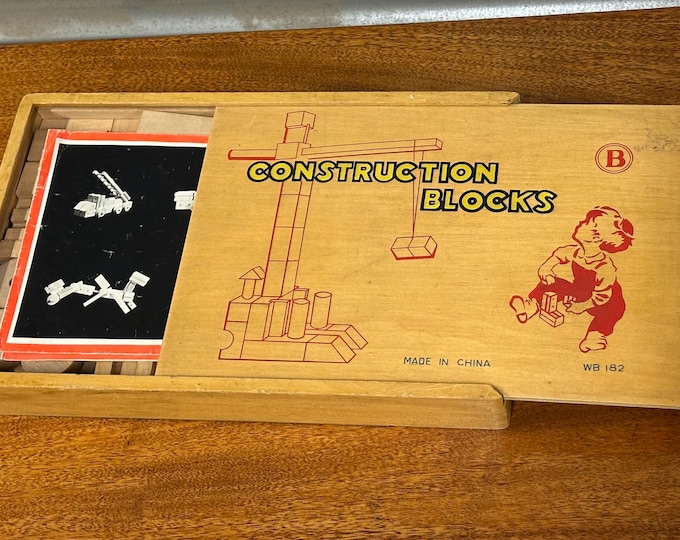 Vintage Wooden Construction Blocks Set Made In China Building Blocks Bricks
