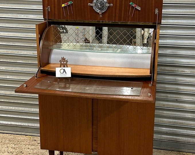 Fabulous Mid Century Teak Bureau Style Cocktail Cabinet