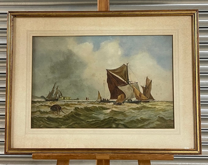 19th Century Antique Seascape Watercolour By Mary Meggitt And Dated 1891