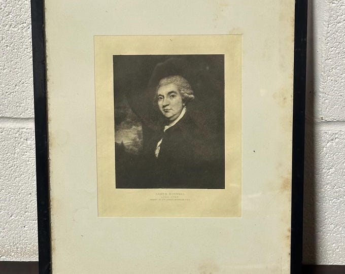 Antique James Boswell Portrait Engraving After Sir Joshua Reynolds c.19th Century