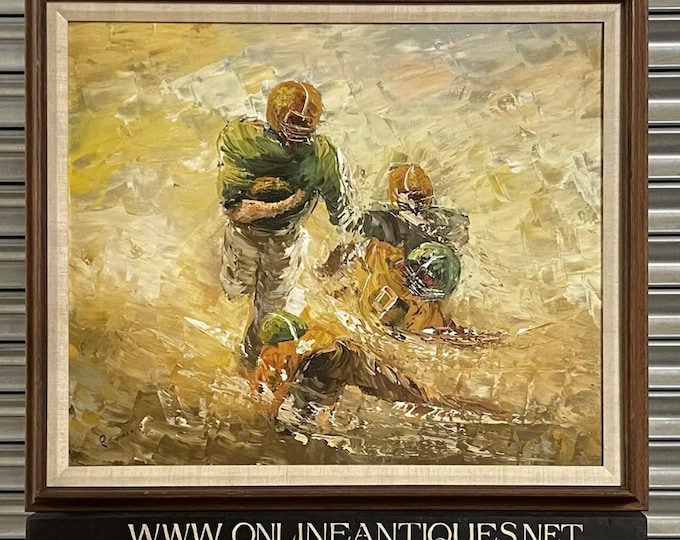 Fabulous Original Oil Painting On Canvas Of American Football Players By Revoone