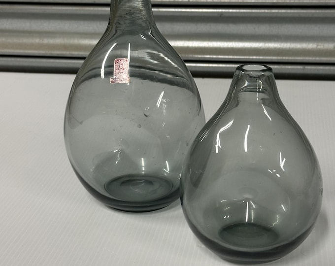 Pair of Smoked Glass Dimple Vases by Ronald Stennett-Willson, for Wuidart & Co