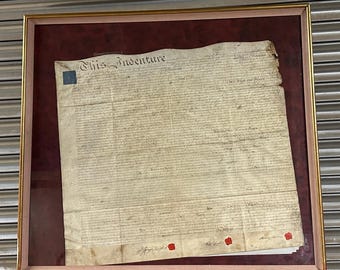 Antique Irish Indenture on Vellum – circa 1802 – Framed Legal Document