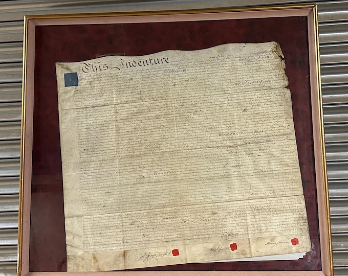 Antique Irish Indenture on Vellum – circa 1802 – Framed Legal Document