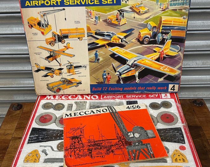 Vintage 1960’s Meccano Airport Service Construction Set 4 With Booklet