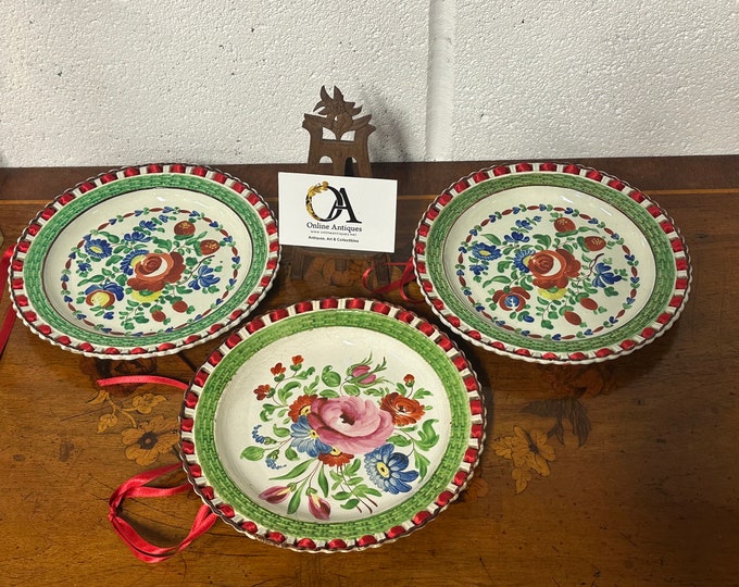 Set Of 3 Swansea Ribbon Plates circa mid 1800’s Dillwyn or Cambrian