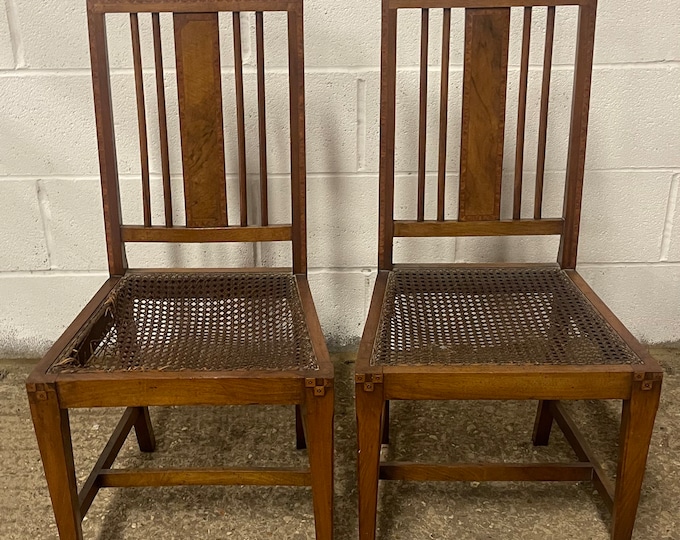 Pair of 1930’s Art Deco Occasional Walnut Chairs by Gaylayde with Bergere Seat