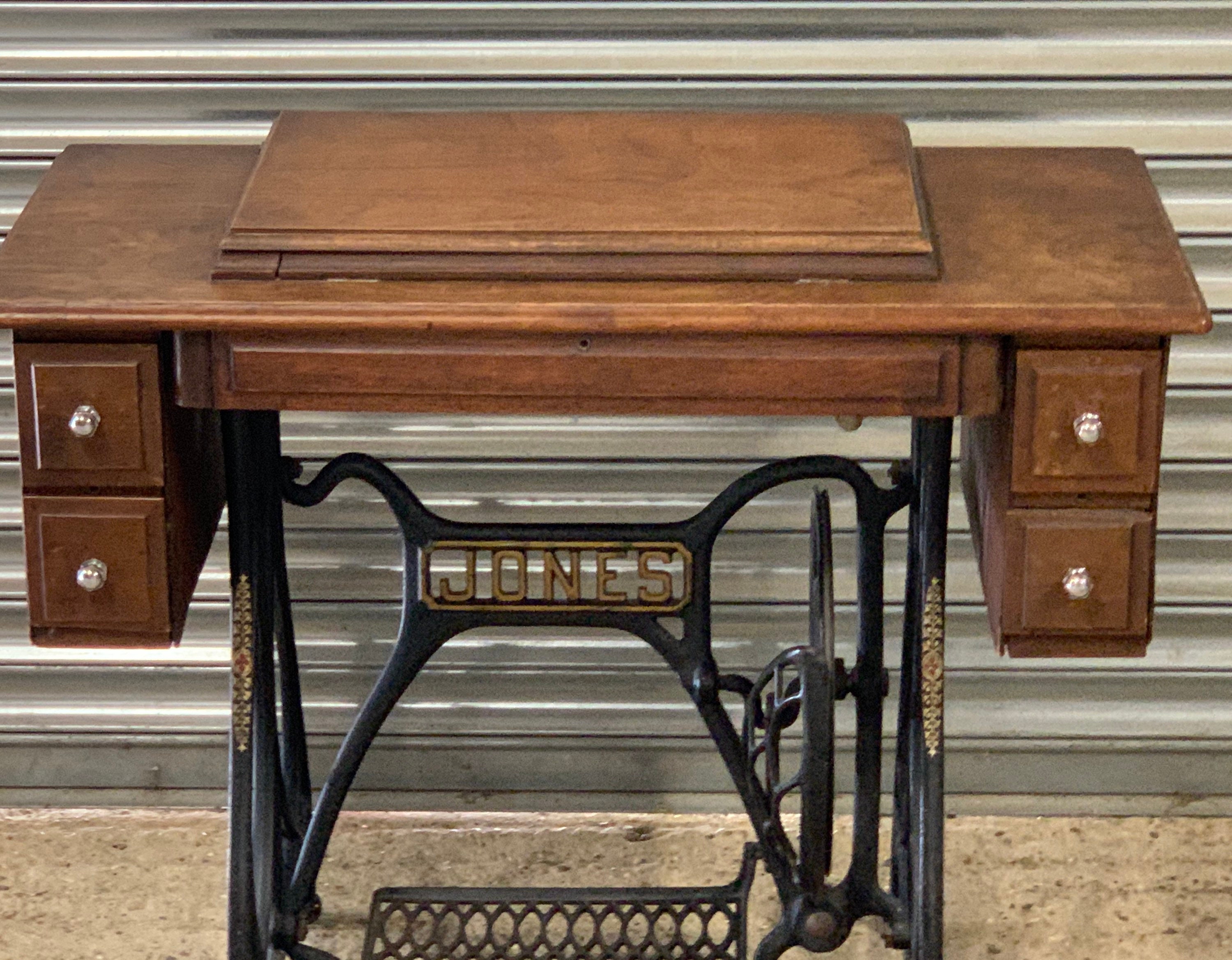 Vintage Cast Iron ‘Jones’ Treadle Sewing Machine Table