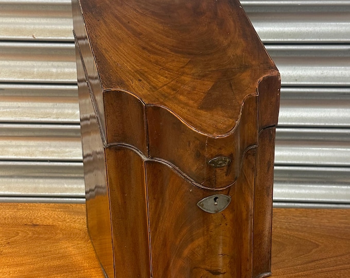 Antique Georgian Mahogany Knife Box c 1780-1800 Nicely Converted To A Stationary Box