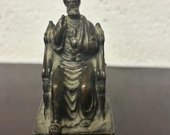 Antique 19th Century Bronze Figure of St Peter, Seated On A Throne.