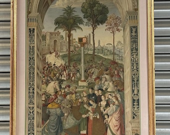 Antique / Vintage Chromolithograph – Betrothal of Frederick III After Pinturicchio – Libreria Piccolomini, Siena