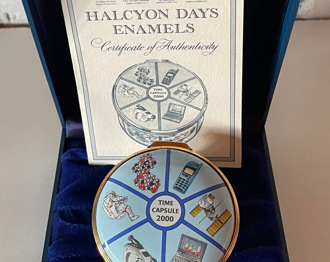 Large Limited Edition 413/500 Halcyon Days Enamels Millenium Time Capsule 2000 Trinket Box