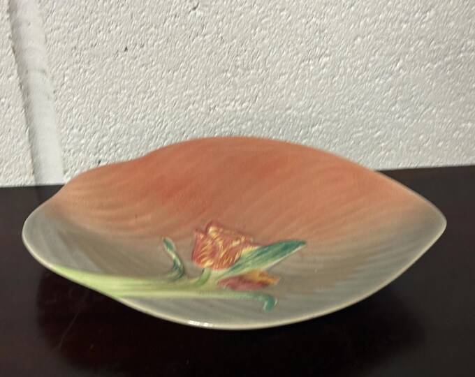 Beautiful Vintage Shorter & Sons Hand Painted Tulip Dish Platter in Pink and Grey