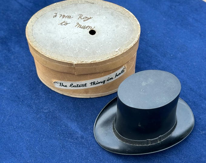 Rare Vintage Novelty Top Hat 'Mischief' By Saville Perfume Bottle + Hat Box