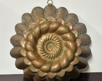 Antique Late 19th Century Copper Jelly Mold / Wall Hanging