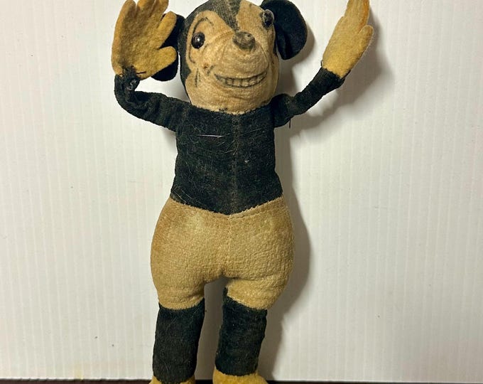 Rare Original Deans Rag Book Co Soft Toy Mickey Mouse c1930.