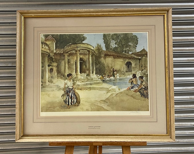 Sir William Russell Flint, “An Awkward Encounter”, signed limited edition coloured offset lithograph, dating from 1956.