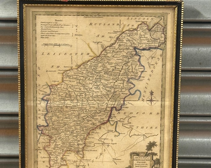 18thC Carrington Bowles Map Rutland & Leicestershire Hand Coloured Antique Map